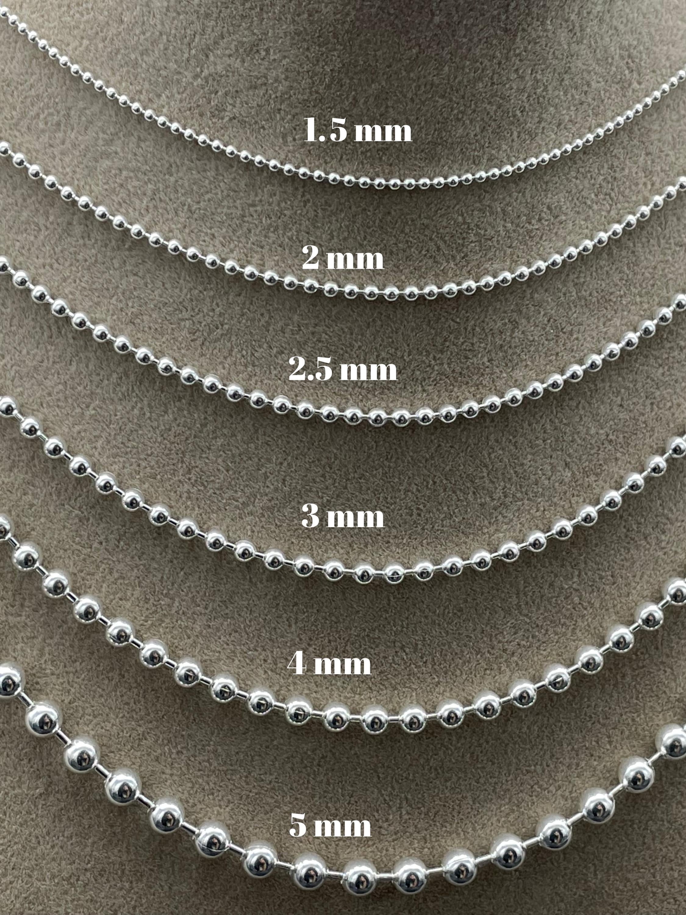 925 Sterling Silver Beaded Chain Necklace, Dainty Minimalist Ball