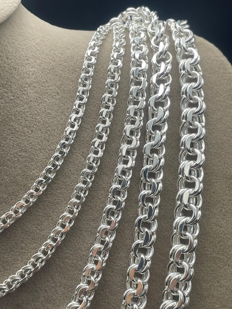 925 Sterling Silver Rolo Belcher Chain Necklace, Men's Chunky Silver ...