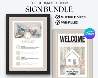 Airbnb Sign Bundle Template, Airbnb Signs for Short term rental, Airbnb Host bundle, Airbnb Welcome sign Wifi Sign Airbnb Welcome Canva