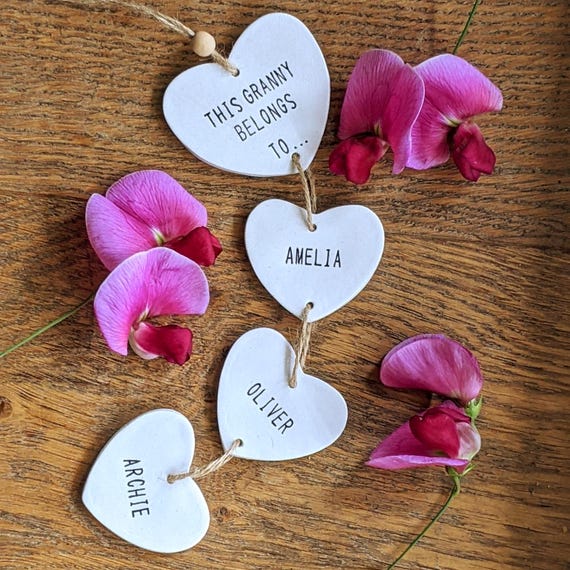 Personalised Nanny Heart Wall Hanging | Gift for Nanny, Grandma, Granny, Nana | Clay Grandchildren Keepsake