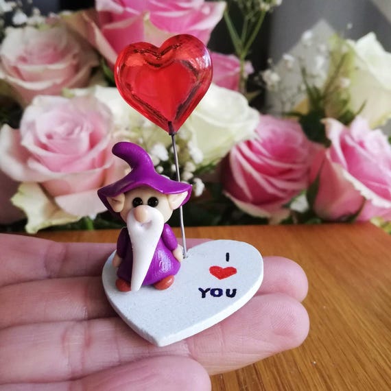 Mini Caledonian Wizard Gnome, Gonk: Handcrafted Polymer Clay I Love You Gift