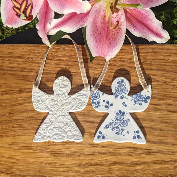 Handmade Angel Ornament – Peace Symbol Keepsake Gift, Floral Hanging Decoration, Meaningful Gift for Any Occasion, Christmas tree deco