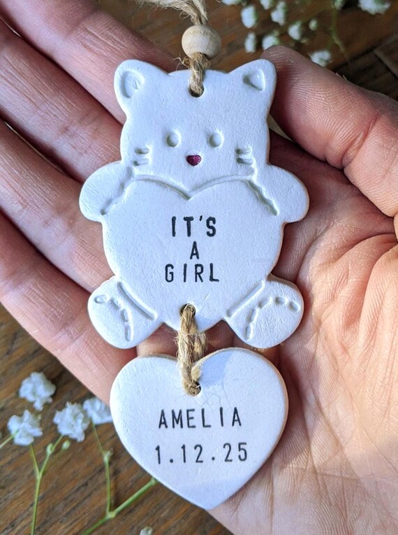 Personalized Clay Baby Ornament, New Baby Card, Nursery Decor