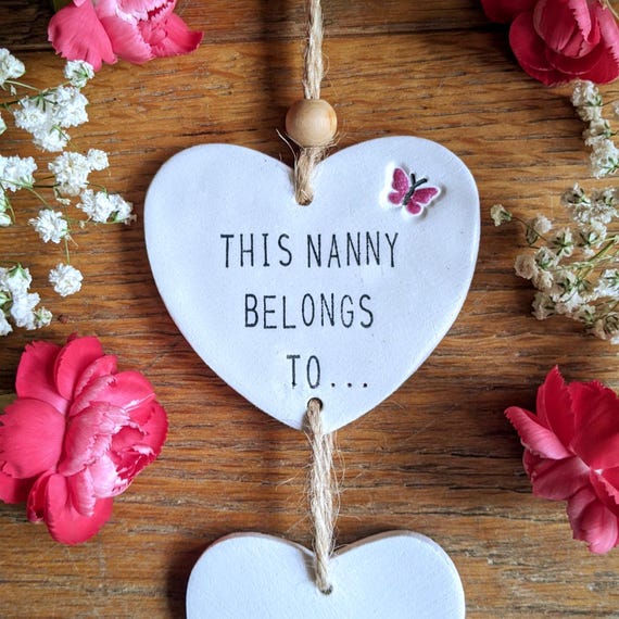 Personalised Nanny Heart Wall Hanging | Gift for Nanny, Grandma, Granny, Nana | Clay Grandchildren Keepsake