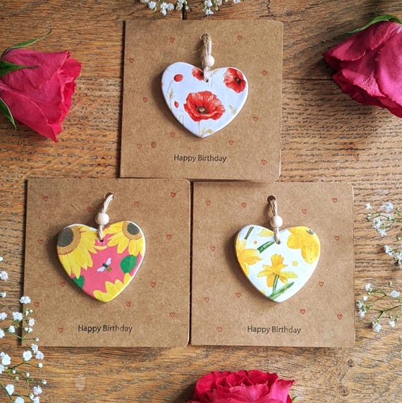 Handmade Decoupage Heart Card, Floral Keepsake Ornament, Mum Gift, birthday, anniversary gift