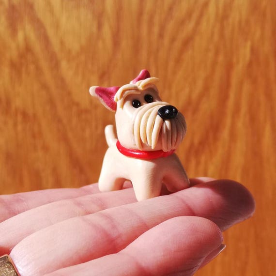 Handmade Polymer Clay Scottish Terrier Figurine: Miniature Dog Sculpture, dog lover Gift