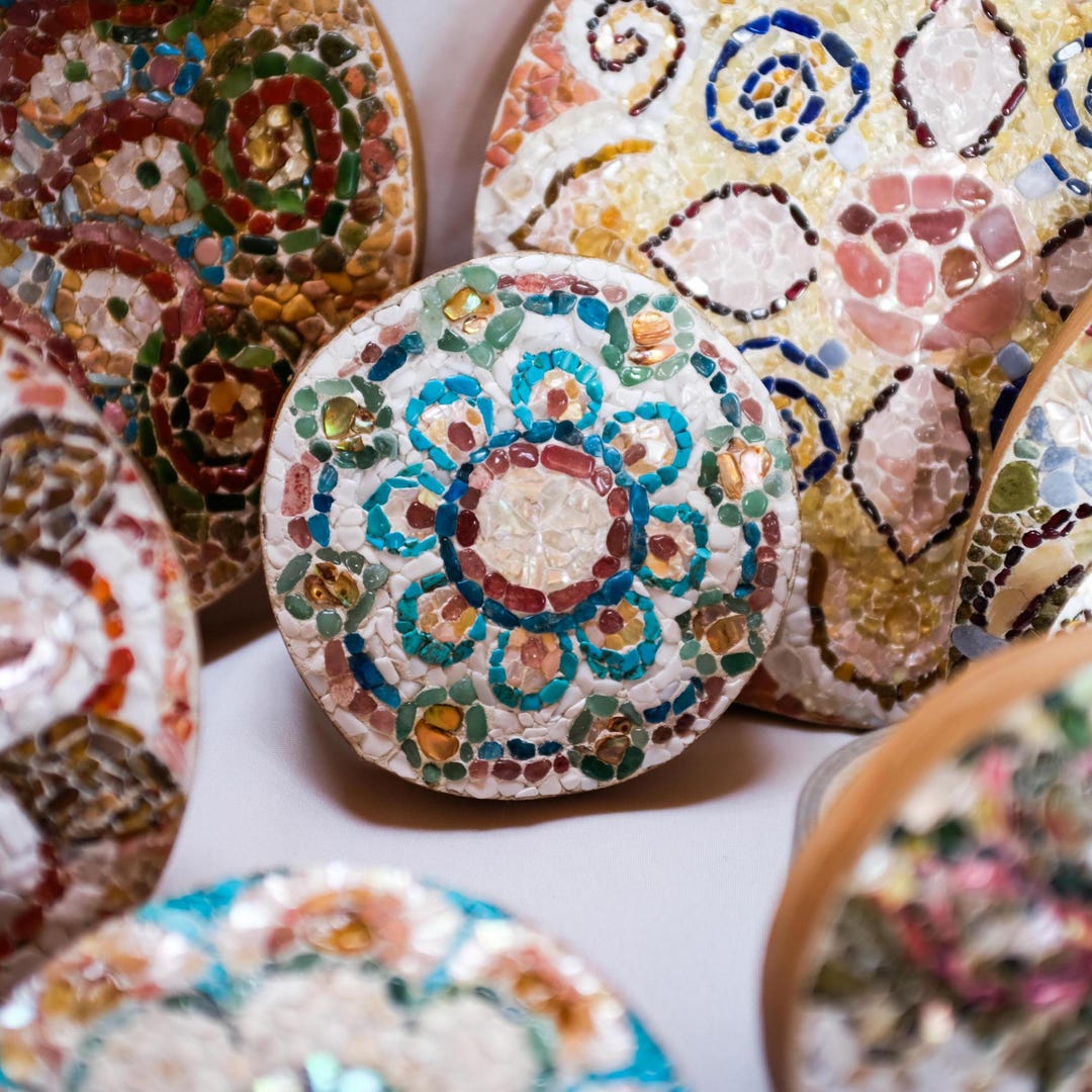 Handmade Original Mozaic Artwork Mandala Created From Mini Gemstones ...