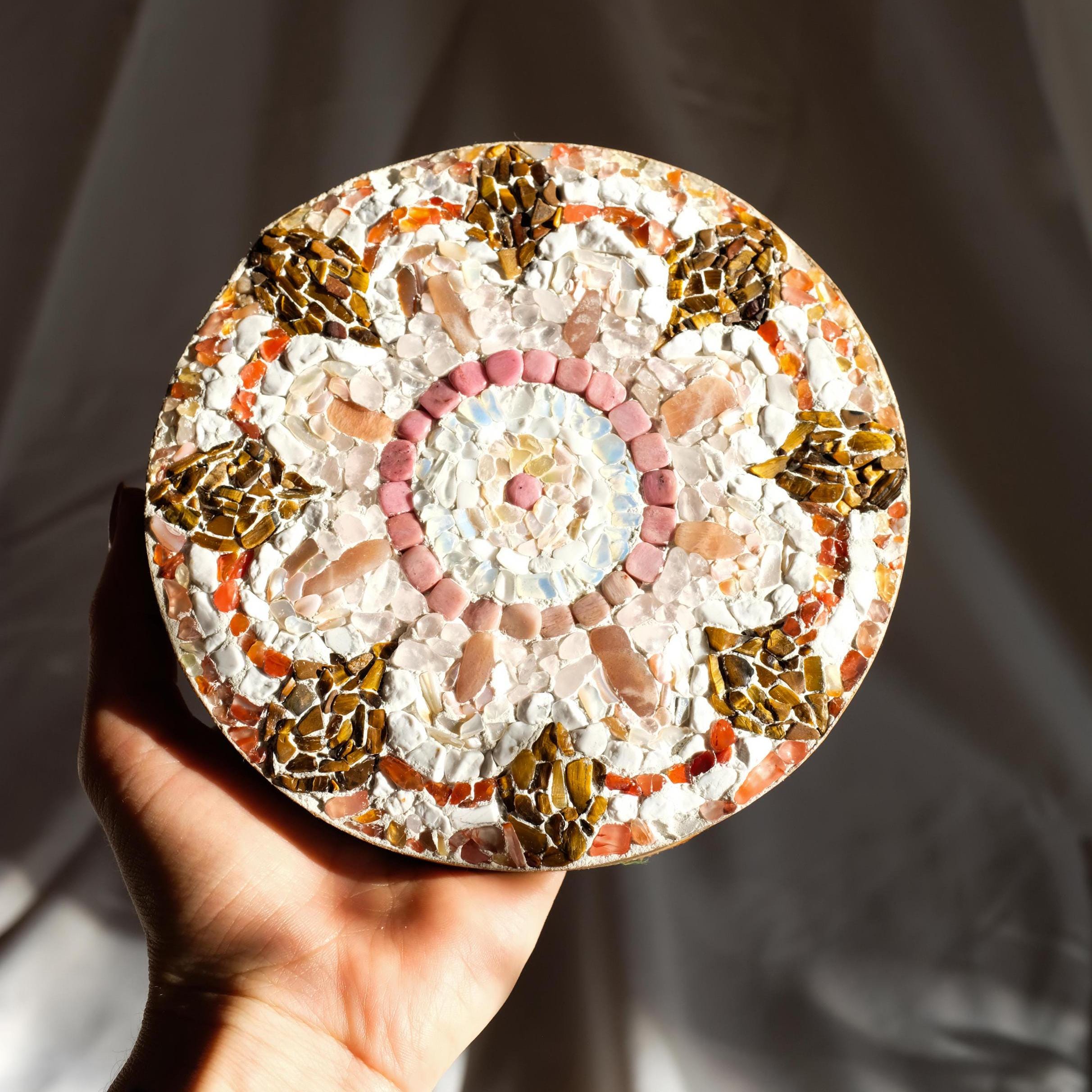Handmade Original Mozaic Artwork Mandala Created From Mini Gemstones ...
