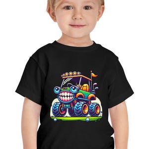 キッズTシャツ、男の子と女の子向けのかわいいモンスターゴルフカートシャツ、幼児用グラフィックTシャツ、楽しい子供用Tシャツ、子供への誕生日プレゼント、面白いTシャツ