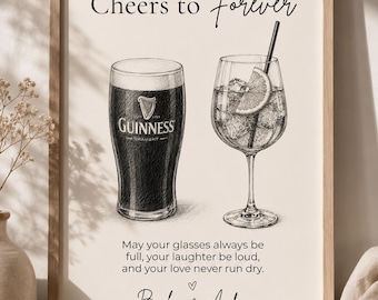 Editable Cheers to Forever Wedding Present - Aperol Spritz & Guinness Digital Download