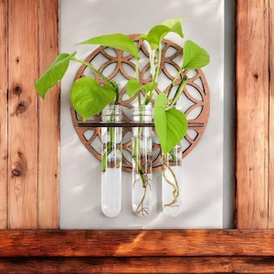 Blumentopf | handgemachte Indoor Vermehrungsstation mit 3 Röhren | Moderne Pflanzenampel für Zuhause & Büro Dekor | Stylische Blumenvase