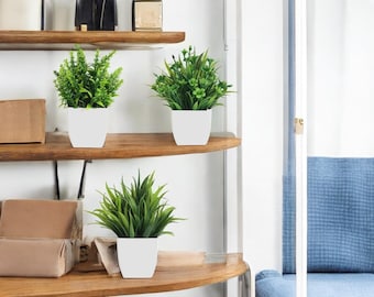 Mini Artificial Plant in Modern White Pot – Elegant Faux Greenery for Home & Office Decor – Low Maintenance Indoor Accent