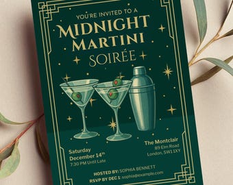 Editable Midnight Martini and Cocktails Invitation, Adult Invite, Cocktail Party, Printable (Digital Download)