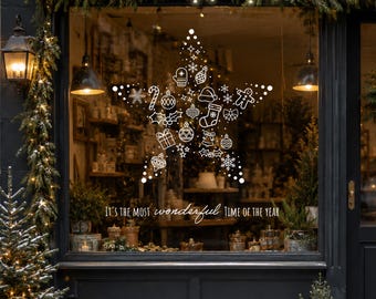 Window Art template Christmas Star with Ornaments  PDF and PNG