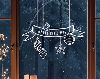 Window art template Christmas Ornaments Merry Christmas
