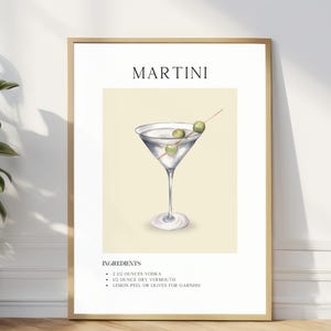 Martini Cocktail Print, Retro Bar Art, Minimalist Decor, Printable Poster, Bar Cart Digital Download, Trendy Party Drink Sign