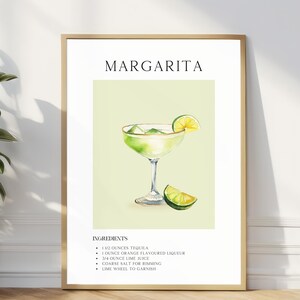 Margarita Cocktail Print, Retro Bar Art, Minimalist Decor, Printable Poster, Bar Cart Digital Download, Trendy Party Drink Sign