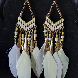 Bohemian Gold and Feather Earrings
