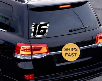 Number 16 Racing Sticker | Waterproof Vinyl Decal, UV-Resistant Motorsport Graphic