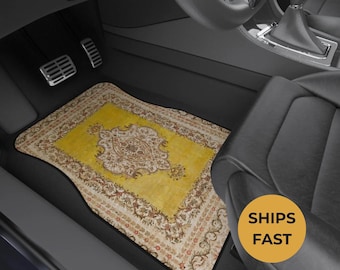 Alfombrillas de coche con diseño oriental dorado, decoración interior personalizada, juego de 4