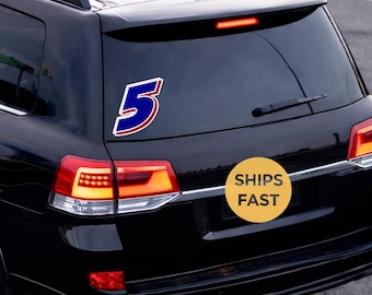 Number 5 Racing Sticker | Waterproof Vinyl Decal, UV-Resistant Motorsport Graphic