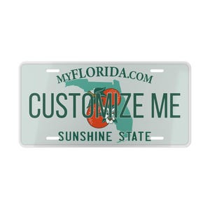 Custom Florida Vanity Plate, Personalized License Plate, Custom Car Decor, Unique Gift for Car Lovers, Sunshine State Decor