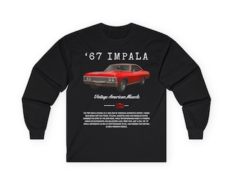 Red '67 Impala Long Sleeve Shirt (Front) – Vintage Muscle Car Tee