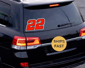 Number 22 Racing Vinyl Sticker | Waterproof Car Decal, UV-Resistant Motorsport Graphic