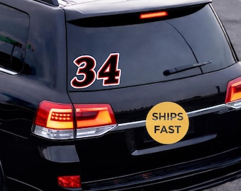 Number 34 Racing Sticker | Waterproof Vinyl Car Decal, UV-Resistant Motorsport Graphic