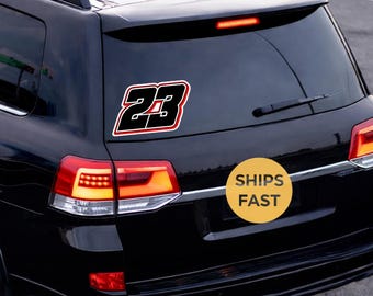 Number 23 Racing Vinyl Sticker | Waterproof Motorsport Decal (Multiple Sizes)