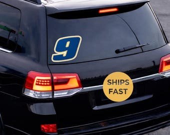 Number 9 Racing Sticker | Waterproof Vinyl Decal, Motorsport Graphics (Multiple Sizes)