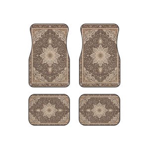 Brown Oriental Rug Car Mats Set of 4, Durable Floor Mats, Custom Vehicle Accessories, Vibrant Interior Car Decor, Gift for Car Lovers