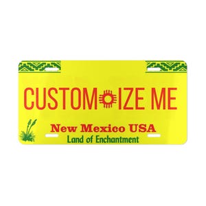 Custom New Mexico Vanity Plate, Personalized License Plate, Custom Car Decor, Unique Gift for Car Lovers, The Land of Enchantment