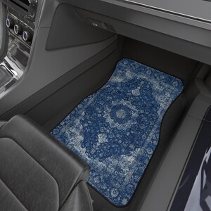 Blue Oriental Rug Car Floor Mats, Personalized Interior Decor, Custom Design, Set of 4 image 3