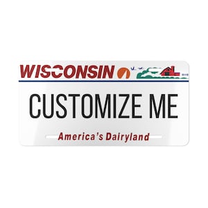 Benutzerdefinierte Wisconsin Vanity Plate, personalisiertes Nummernschild, Custom Car Decor, einzigartiges Geschenk für Autoliebhaber, America&#39;s Dairyland