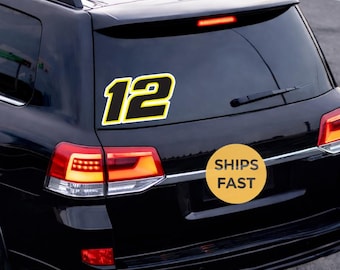 Number 12 Racing Vinyl Sticker | Waterproof Motorsport Decal (Multiple Sizes)