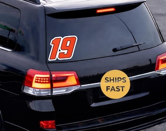 Number 19 Racing Sticker | Waterproof Vinyl Decal (Motorsport)