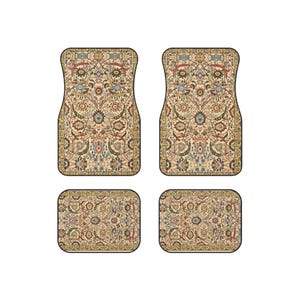 My Car Stuff &#39;Tan Oriental Rug&#39; Custom Design Car Mats (4x Front & Rear)