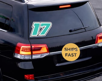 Number 17 Racing Sticker | Waterproof Vinyl Decal, UV-Resistant Motorsport Graphic