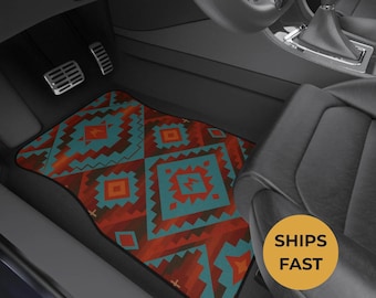 Turquoise Canyon Native Custom Design Car Floor Mats, Personalized Interior Decor, Set of 4