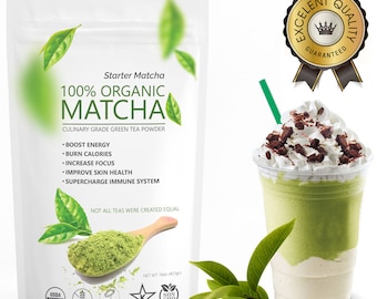 Starter Matcha (16oz/453g)- USDA Organic, Non-GMO Certified, Vegan and Gluten-Free. Pure Matcha Green Tea Powder. 1-3 Day Free USA Shipping