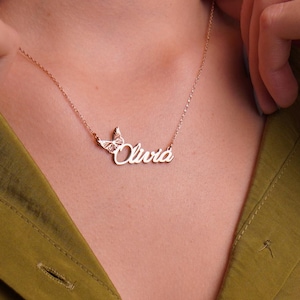 Custom Butterfly Name Necklace, Personalized Gold Pendant for Women, Elegant Jewelry Gift for Her, Birthday or Anniversary Keepsake