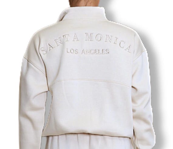 Santa Monica Los Angeles Embroidered Oversized Half Zip Sweatshirt