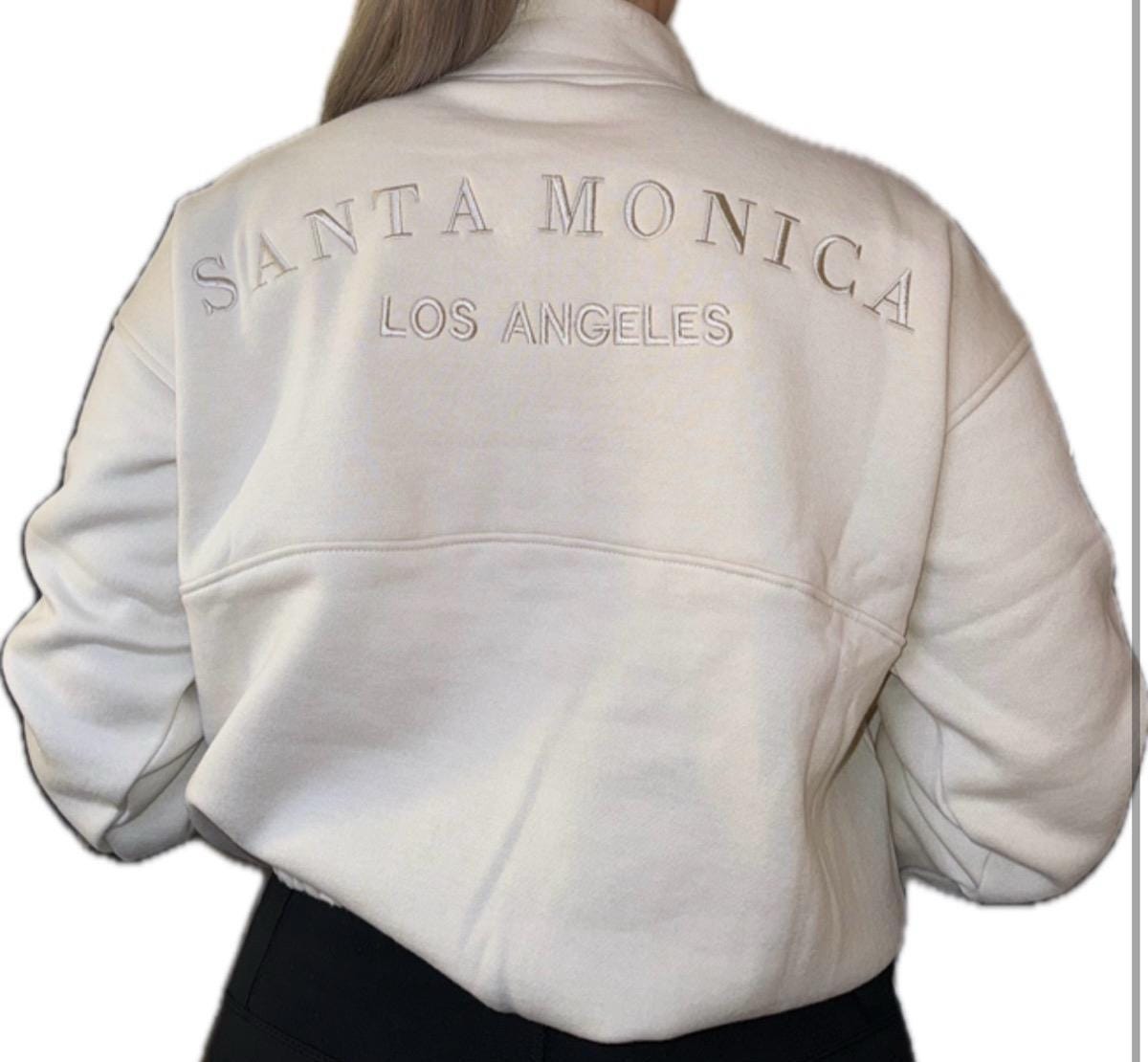Santa Monica Los Angeles Embroidered Oversized Half Zip Sweatshirt