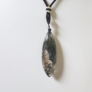 Rainbow Phantom Quartz Pendant - Unique Shape Gemstone Necklace on Adjustable Cord
