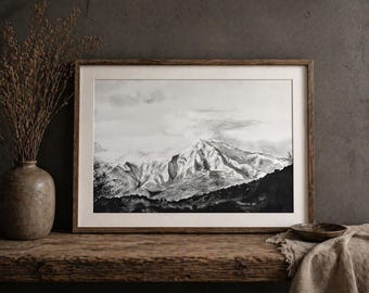 Original Mountain Watercolor | Utah Mountains (8x10) National Park Original Artwork of Utah Landscape | Black White Painting | Hikers Gift