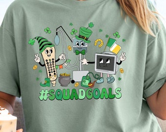 Camiseta del día de San Patricio de la enfermera de Squad Goals, camiseta de la suerte de enfermera, sudadera con trébol de enfermera, regalo de San Patricio de enfermera, camiseta de San Patricio de enfermera RN
