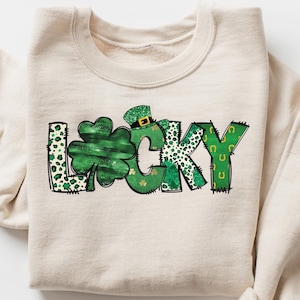Retro Lucky Sweatshirt, St. Patrick's Day T-shirt, Lucky Shamrock St Patty's Shirt, St Patrick's Day Irish Tee, Happy St Patricks Day Gift