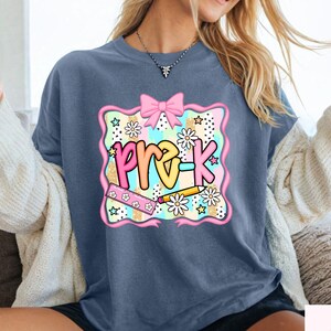 Preppy Pre-K Shirt, Back To School Shirt, Personalized Hello Pre-k Tshirt, Custom Girls 1st Day Of School Gift, Pre-Kindergarten Teacher Tee