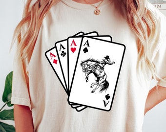 Retro Comfort Ace Card Cowboy T-shirt, Playing Card Shirt, Poker Card Sweatshirt, Country Girl Outfit, Western Cowgirl Gift, Gambling Tee